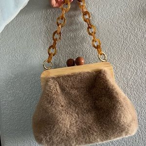 fuzzy shoulder bag